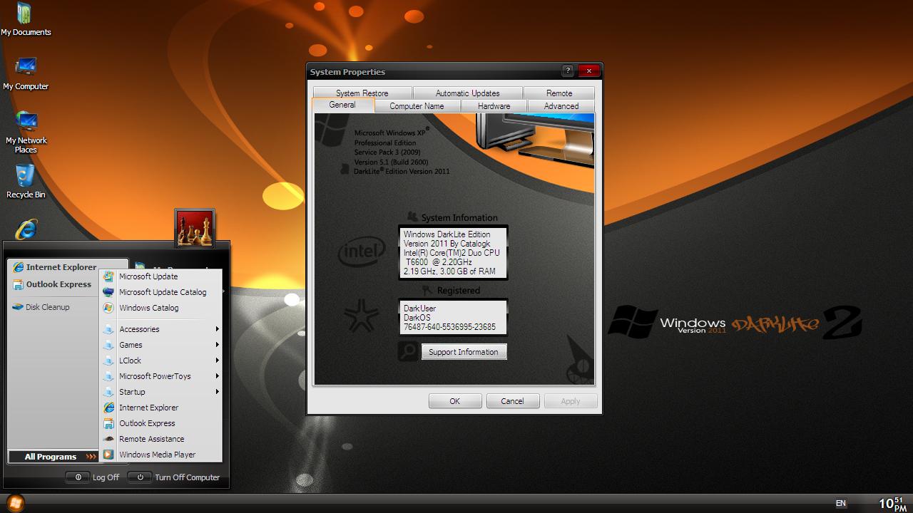 Windows xp sp3 darklite edition version 2011 iso