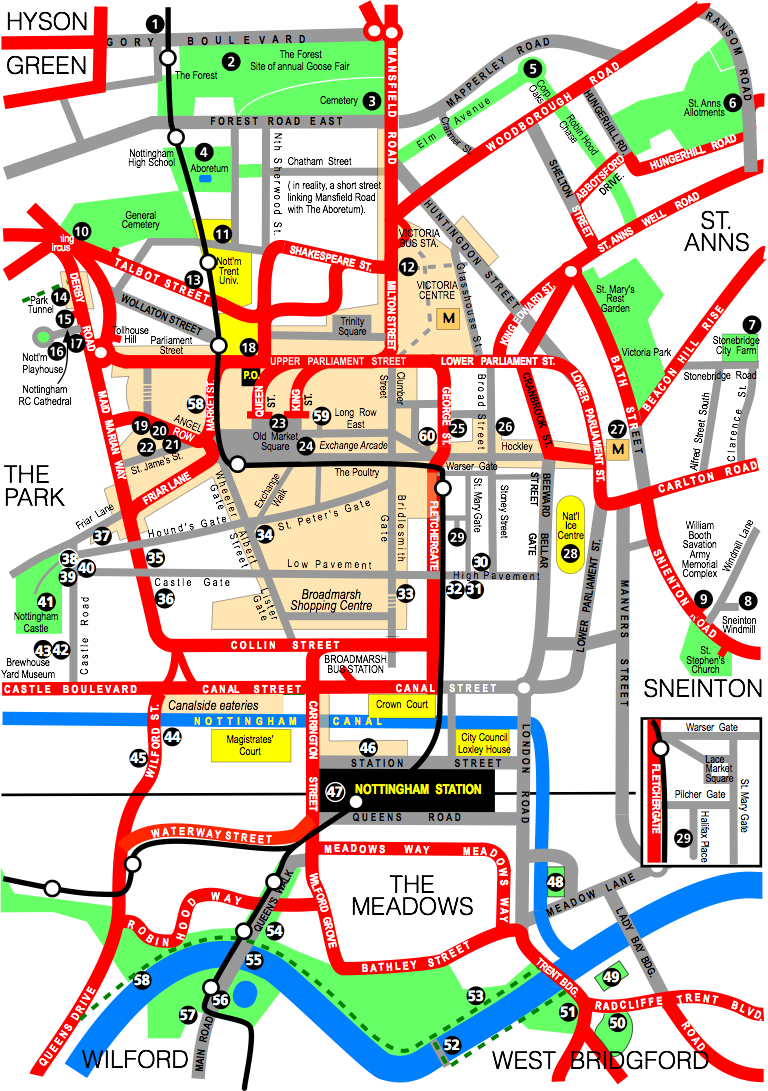 Nottingham Tram Routes Map