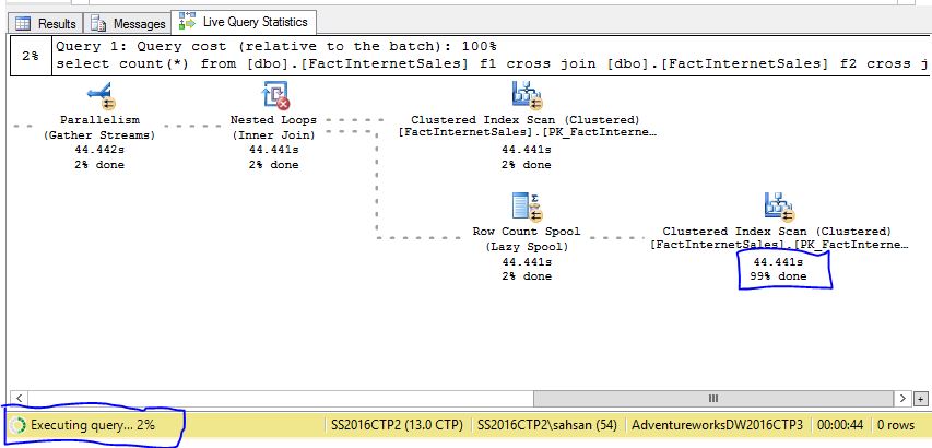 SQL Server BI Live Query Stats In SQL Server 2016