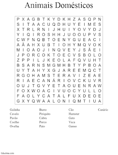 sopa de letras animais domésticos