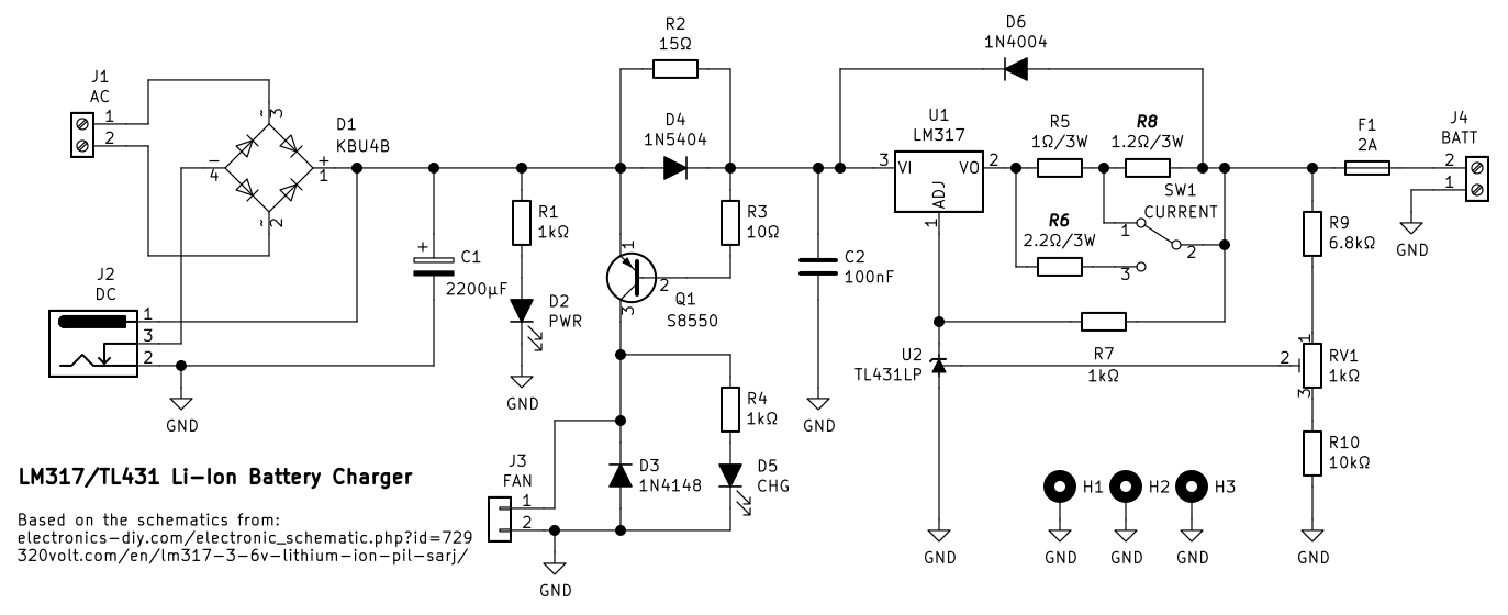 LM317 Lithium Ion Battery Charger · One Transistor