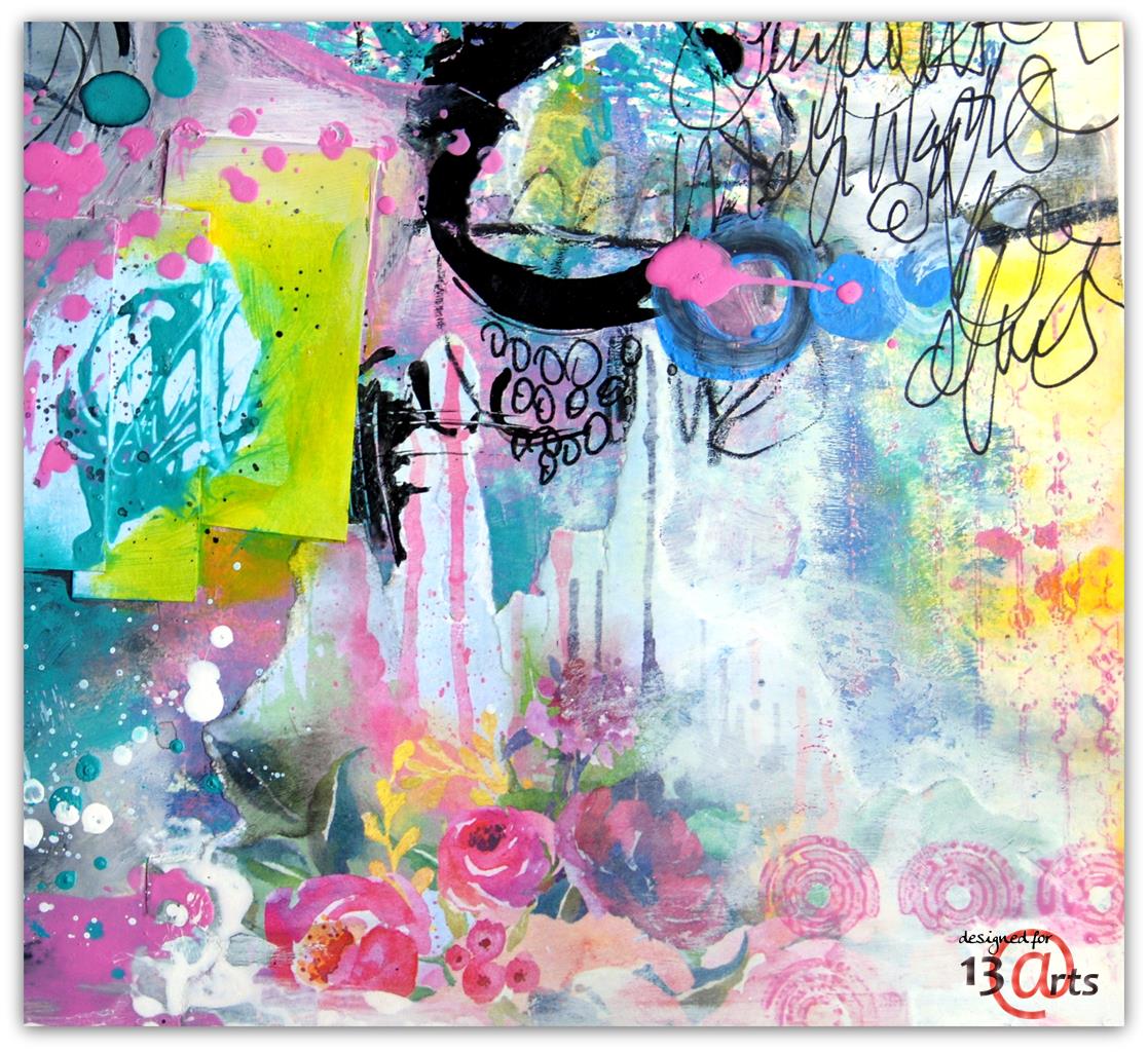 13 arts Abstract Art Journal Page Fiona Paltridge