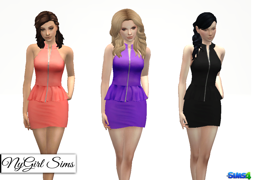 NyGirl Sims 4: Zippered Peplum Mini Dress