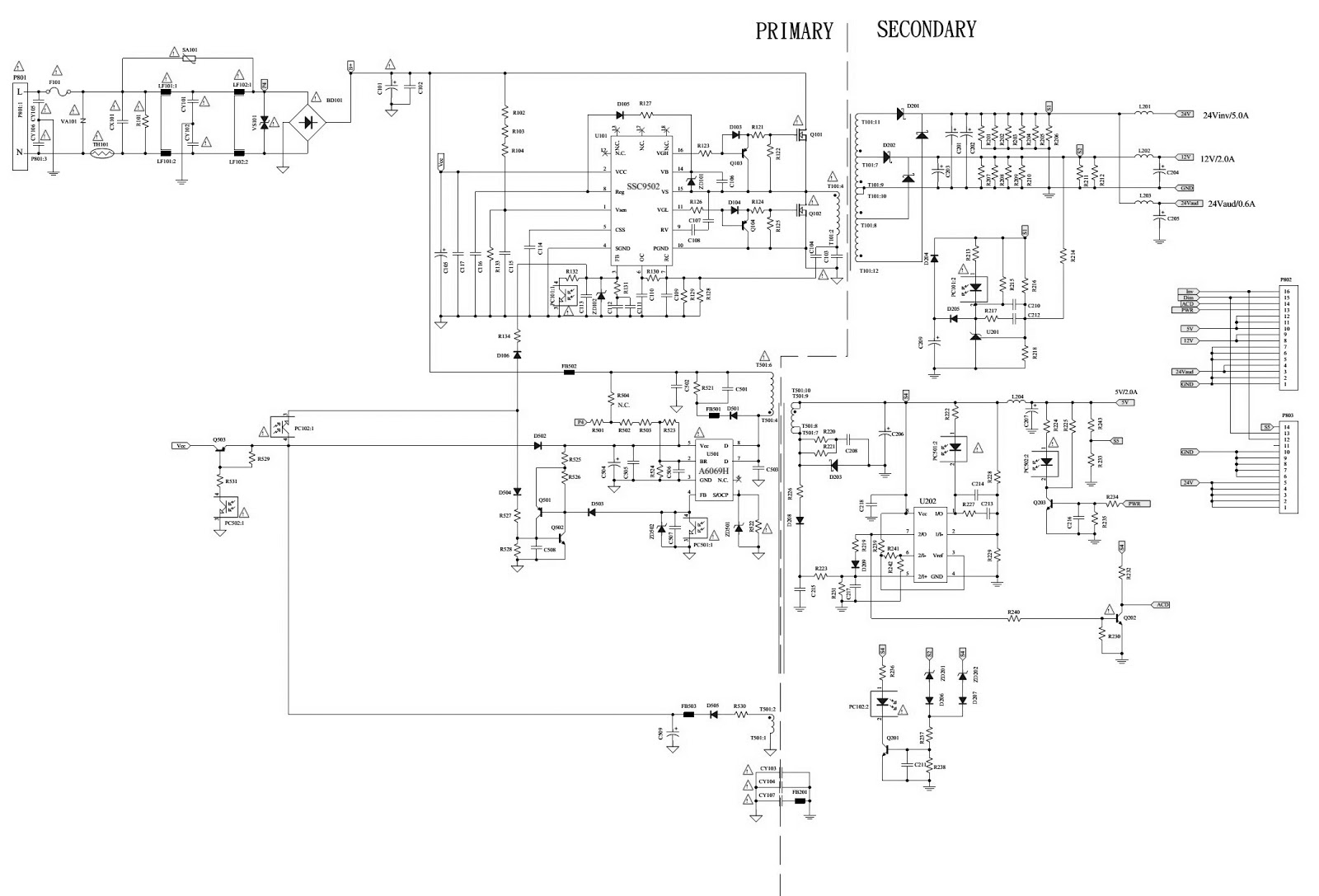 Schematic Diagrams: SANYO TV – SERVICE MODES and SMPS – BACK-LIGHT