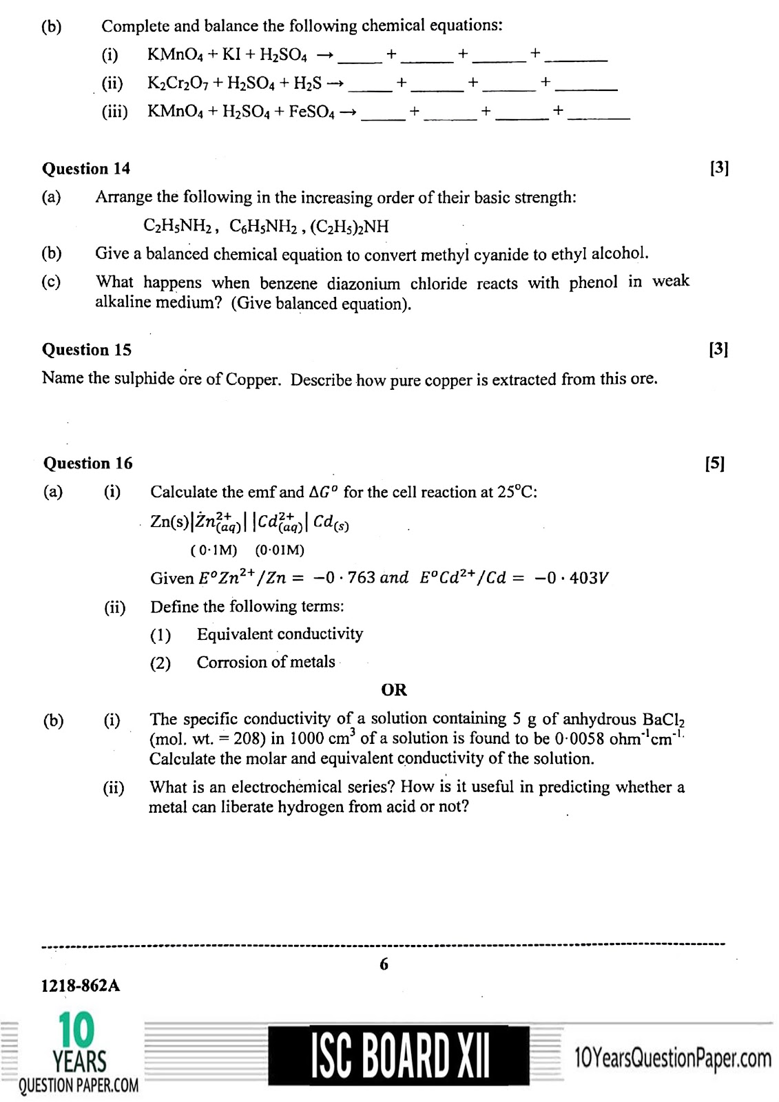 ISC 2018 Chemistry Paper 1 board question paper for Class XII ISC Board 2018 class 12th Chemistry Theory question paper Download page-06