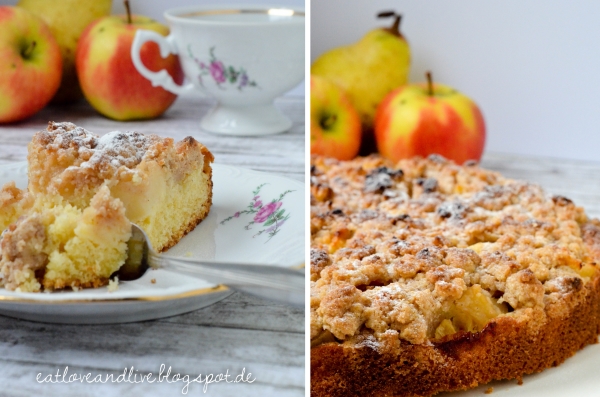 Apfel-Birnenkuchen mit Zimtstreuseln