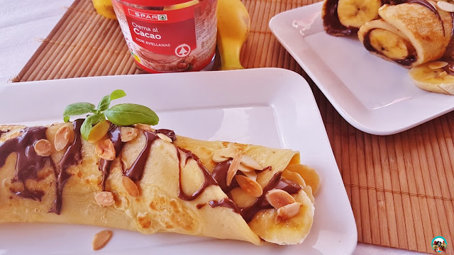 Crepes con plátano y crema de cacao