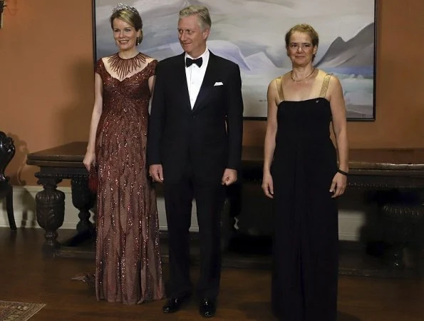 King Philippe and Queen Mathilde attended a state dinner in the Ballroom of Rideau Hall, the official residence of Governor General Julie Payette