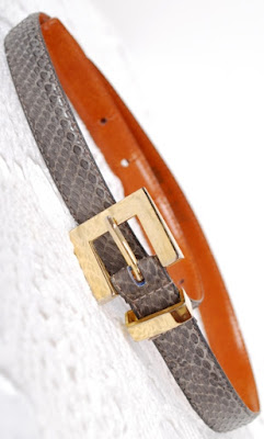 Vintage Ladies szary wąski pasek ze skóry naturalnej skórzany pasek vintage moda retro butik internetowy blog modowy netstylistka