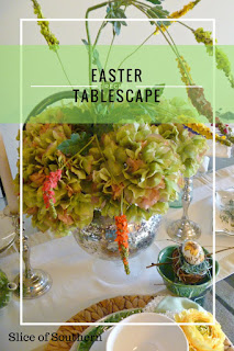 Inspiration for an Easter Tablescape - pull our the bunnies and the eggs, it's Easter time and we have a table to set! - Slice of Southern