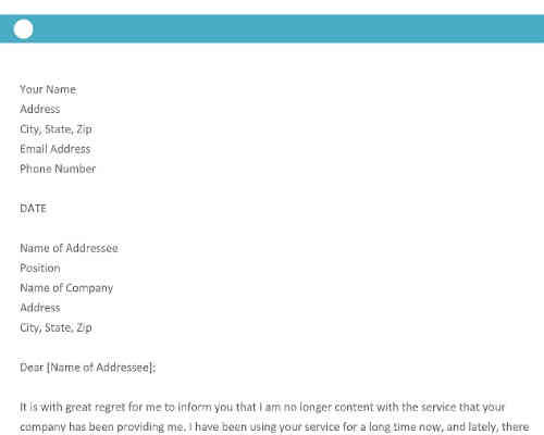 Complaint Letter to Service Provider Complaint Letter to Service Provider