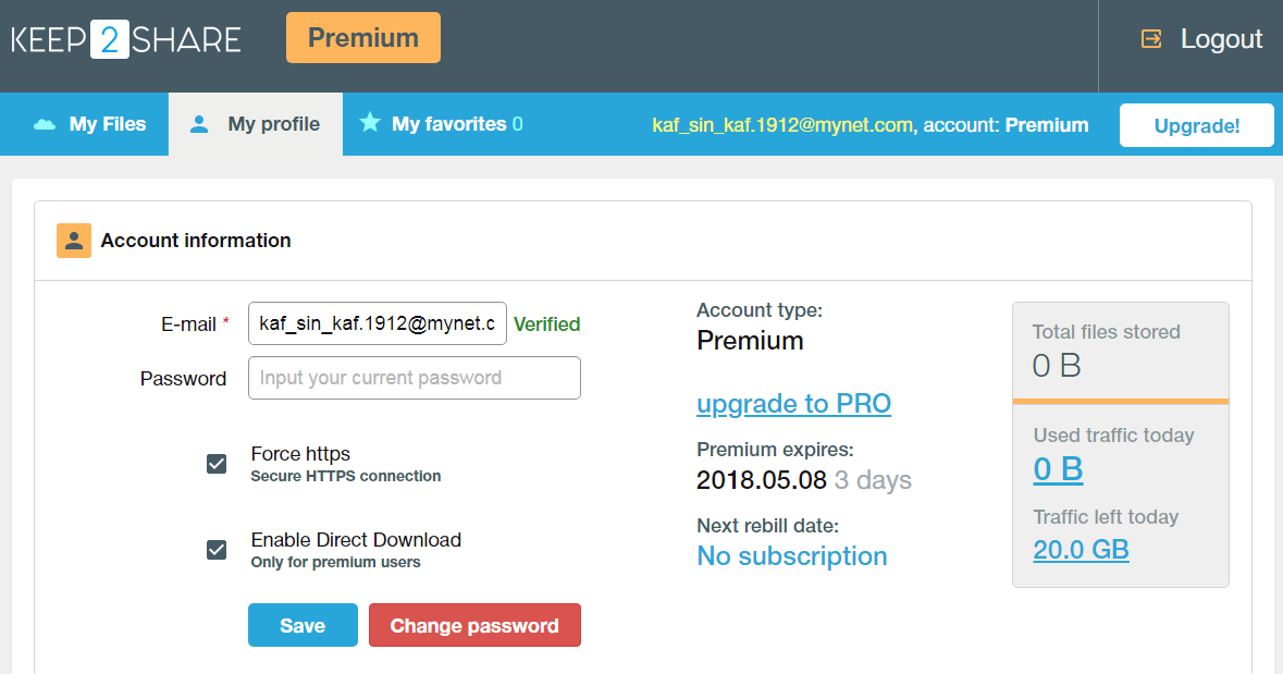 Keep2share Premium Account May 06, 2018 FREE Premium Accounts