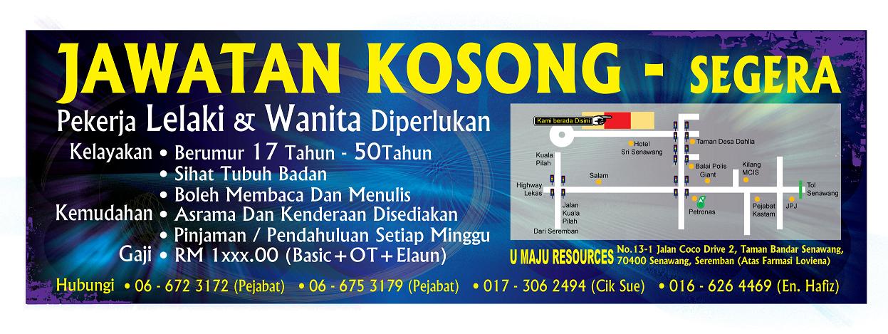 U MAJU RESOURCES: JAWATAN KOSONG Operator Kilang Di Senawang