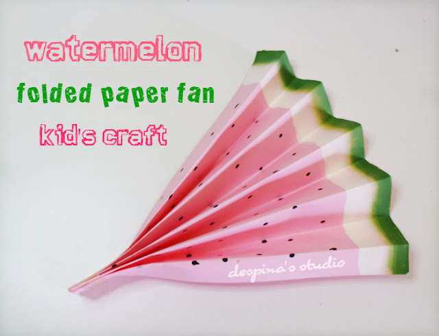 Easy paper craft : Watermelon folded paper fan