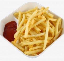 Tasty french fries with ketchup. Omega-6, like excess sodium, can be harmful. Found in oils like peanut, soybean, cottonseed, sunflower & safflower.