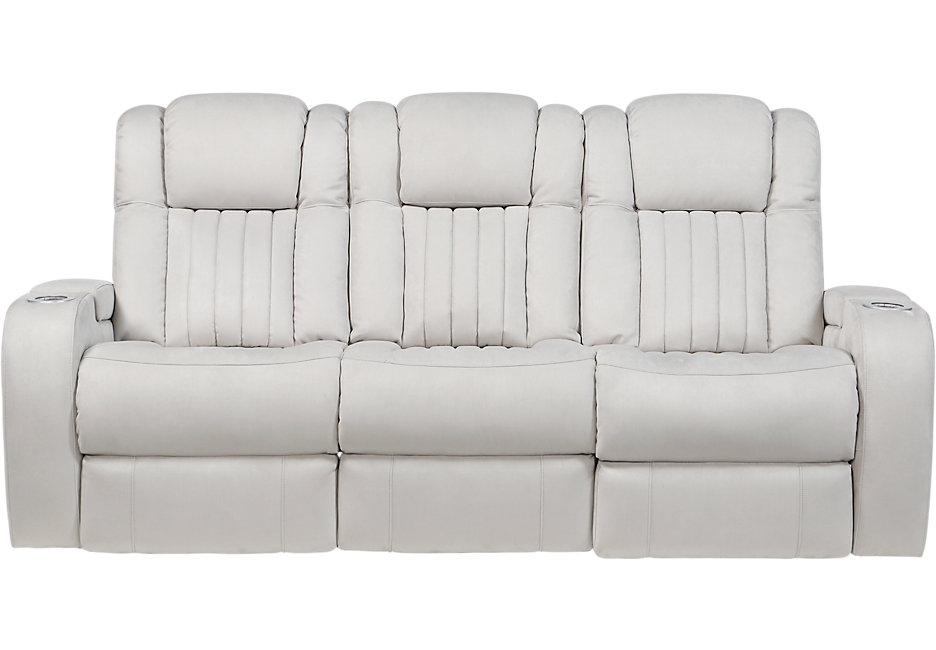 Servillo White Leather Power Reclining, Servillo Platinum Leather Power Reclining Sofa