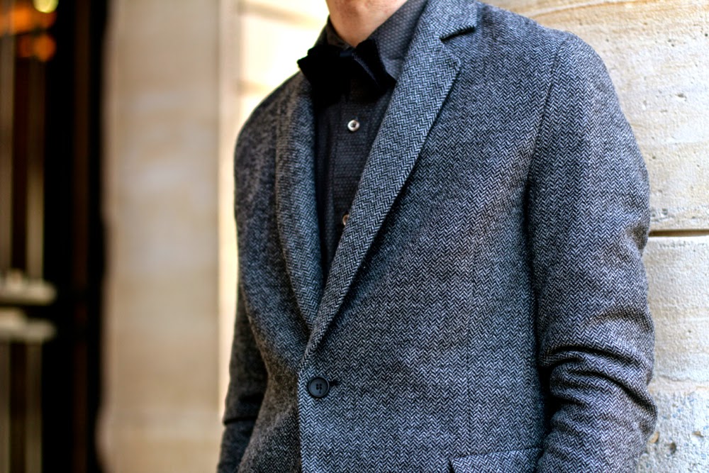 American Vintage BLazer - Skinny Jeans Asos - JM Weston Boots bottines - Arthur Socks chaussettes coeurs - noeud papillon bow tie Menlook - Mensfashion - Blog Mode Homme - dinh van menottes