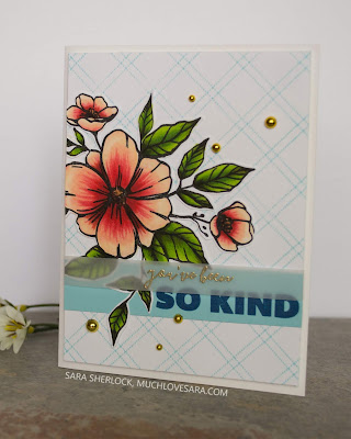 Fun Thank You card featuring the Criss Cross Background stamp set, and then Bouquet of Kindness stamp set - both from The Stamp Market.  