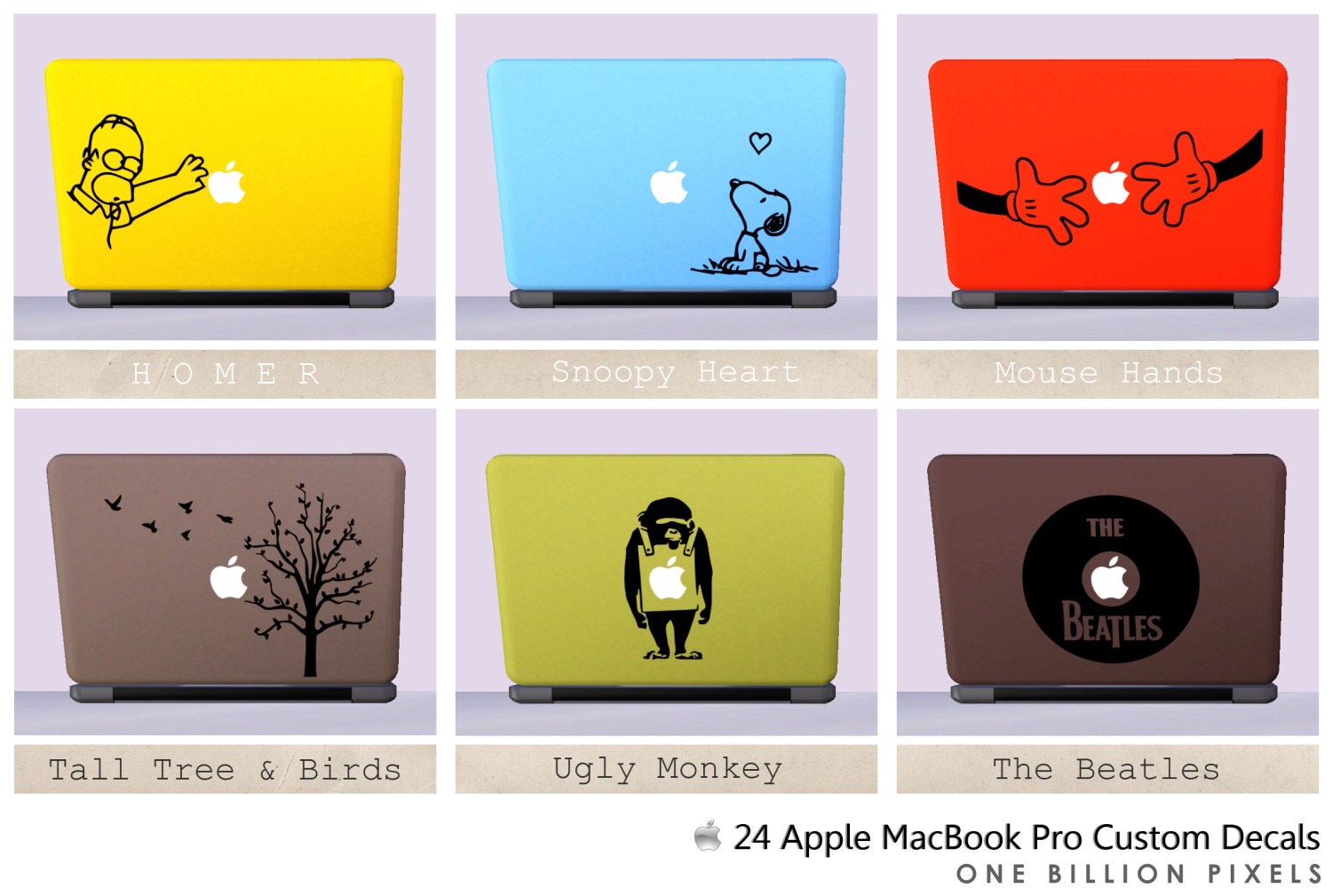 24 Apple MacBook Pro Custom Decals One Billion Pixels