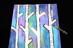 birch tree painting easy outline trees crayon trunk paintings tape winter branch multiple water then horizontal lines each short painter
