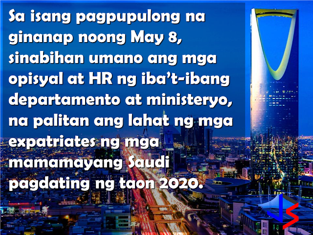 A shocking news was published recently in the newspaper Saudi Gazette, one which can have huge implications for the thousands of OFWs working in the Kingdom of Saudi Arabia. Apparently, there is a plan to remove all expatriate workers from government departments within three years is in the works.  Believed to be one of the initiatives of the National Transformation Program 2020, the plan directs the Ministry of Civil Service to ask all ministries and government departments to replace all expatriate workers by the end of 2020.  The move was apparently announced in a meeting last May 8, which was attended by senior officials from ministry and HR experts from different ministries, departments, universities and other public sector. The meeting, which focused on the initiative of Saudization plan by 2020, was said to be followed by a workshop titled "Job nationalization." The announcement was made public by deputy minister Abdullah Al-Melfi. Melfi further said “The complete nationalization of government jobs is an important objective of the National Transformation Program 2020 and the Kingdom’s Vision 2030.” It was said that there were 70,000 expats in the public sector at the end of last year. As for the number of OFWs, it is unknown  so far as no solid statistics in available.  Also unclear is the scope of the plan to remove expats. In the civil sector, the government employs thousands of expats across a broad range of industries, from ministry offices to industrial plants and utilities to universities and medical hospitals. Add to complication is the number of expats working in government but are actually employed privately and were only supplied to government institutions - like cleaners, clerks, medical staff, technicians, maintenance and so on. Currently, there are no clear plans laid out on how the Saudi government will implement this part of their plan, apart from the National Transformation Program 2020, which you can see here. What is clear is that Saudi Arabia is in a midst of an epic transformation which started with the crash of oil prices a few years ago. Guided by the program Vision 2030, the kingdom aims to change its course, focusing on developing its economy to be less dependent on its once vast oil reserves and the huge oil revenue it brings in annually.  Expats have seen a lot of changes directly affecting their lives - from increased costs of gasoline, electricity and water, to new or increased levies imposed on expats and their dependents. News of expat taxes and remittance taxes also abound. But of all the news coming from the Saudi government, this one is sure to spell the end for thousands of OFWs in KSA.