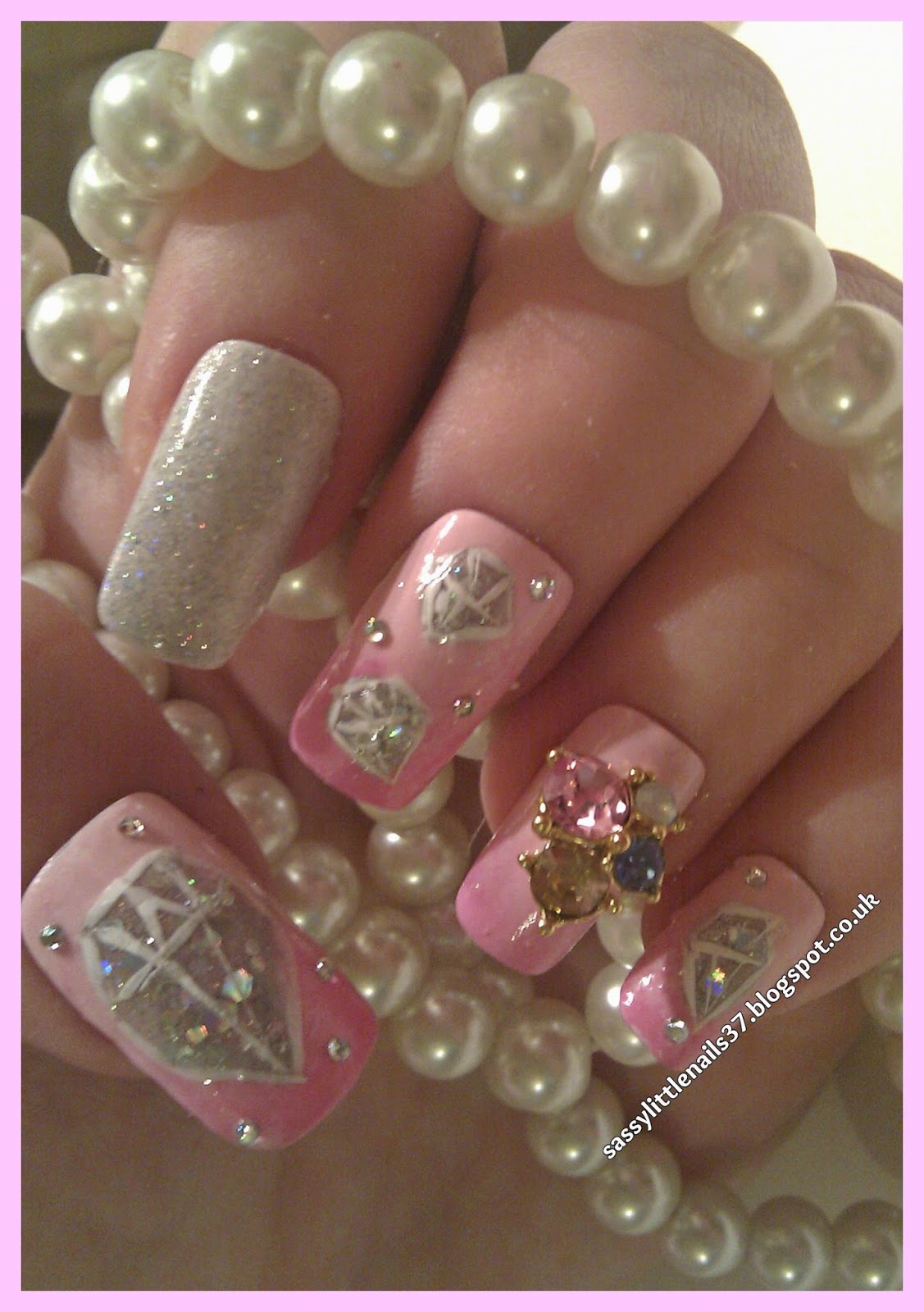 SassyLittleNails Diamond jewel nails