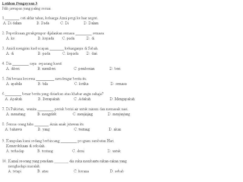 Bahasa Melayu Tingkatan 2 set 3