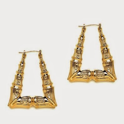 bamboo earrings: 14K Gold Plated Hollow Triangle Bamboo Hoop Earings. Premium Finish & Quality ...