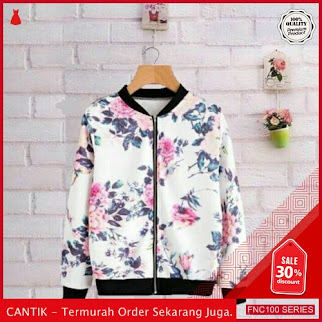 FNC100J53 Jacket Bomber Charlotte Bunga Wanita Ziper Flow Serba 40 Ribuan