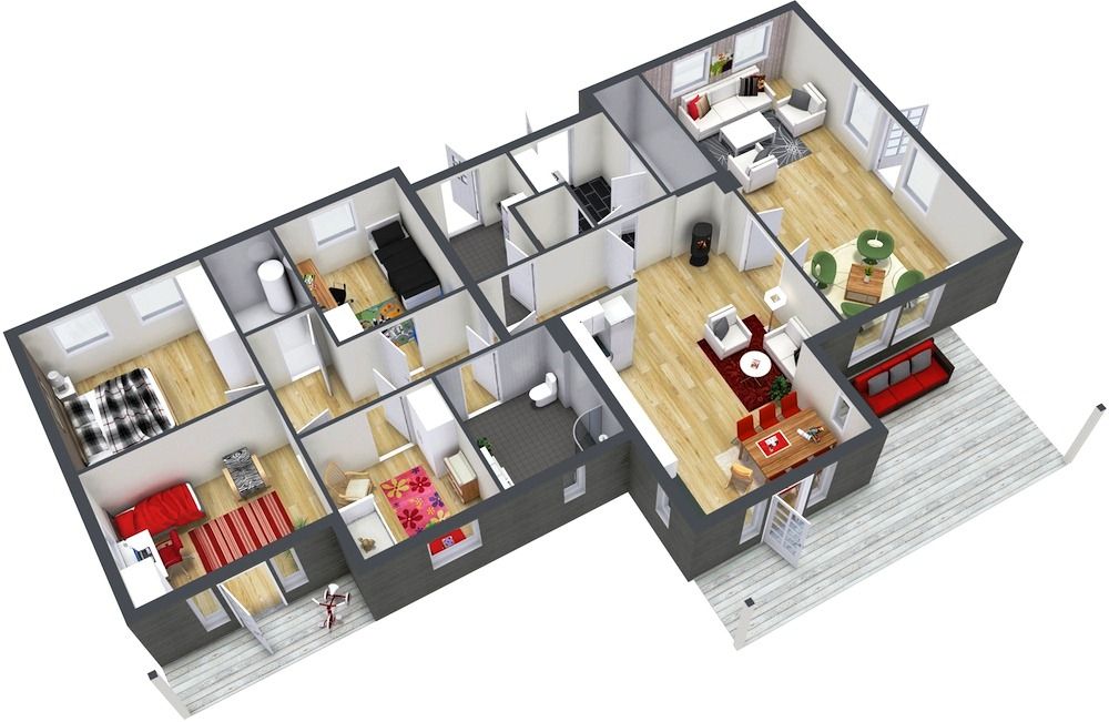 Tampilan 3D Desain Rumah Minimalis Dengan 3 Kamar Tidur ...