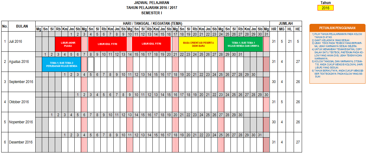 Contoh Jadwal Pelajaran SD, SMP, SMA Kurikulum 2013 dan 