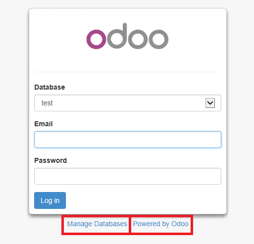 Remove 'Manage Database' and 'Powered by Odoo'