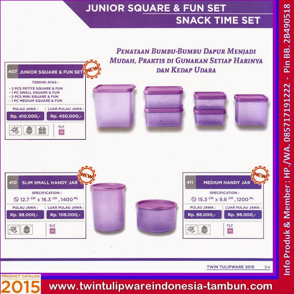 Tulip New 2015, Junior Square & Fun Set, Slim Small Handy Jar, Medium Handy Jar