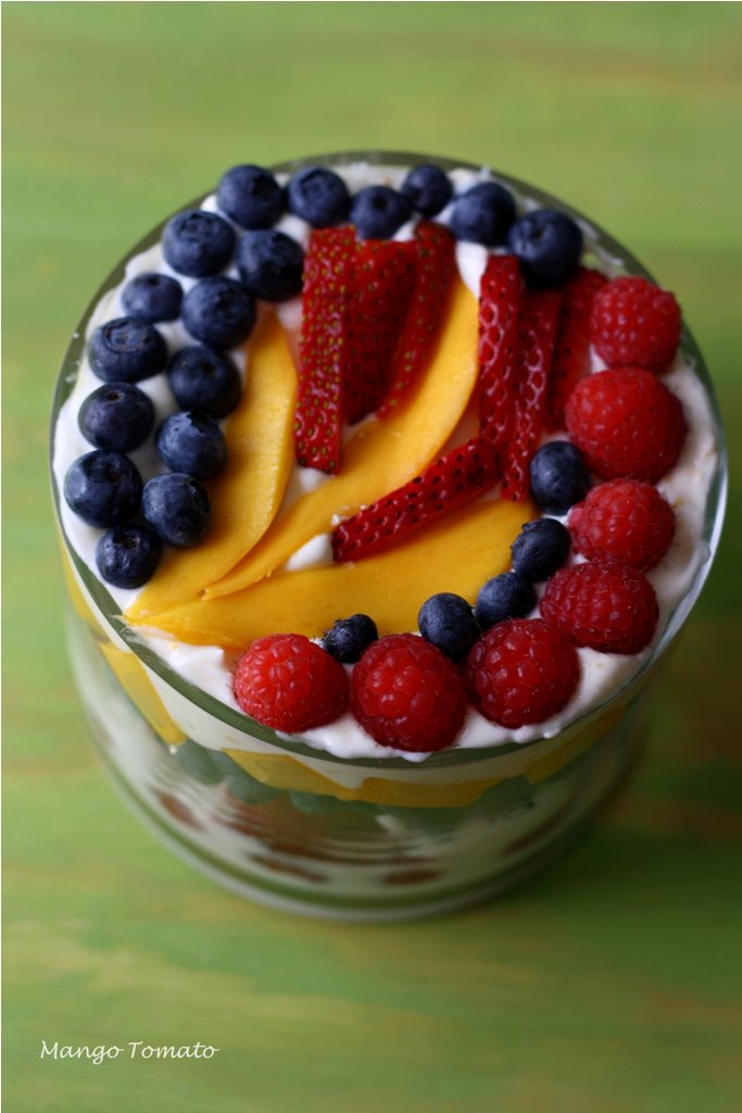 Mango & Tomato Fruit, Berry & Yogurt Trifle
