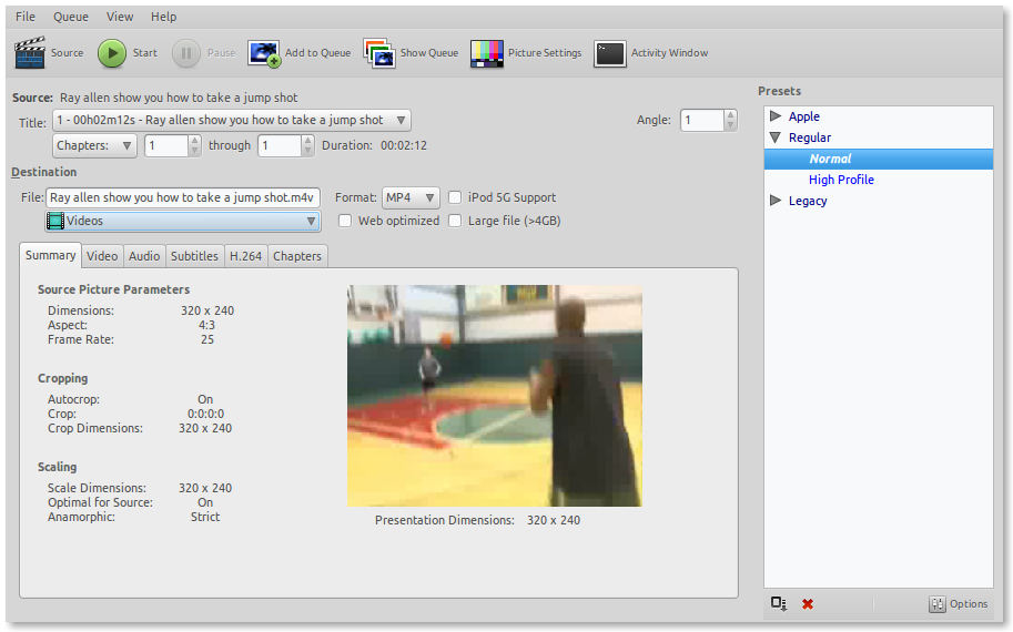 Handbrake video converter