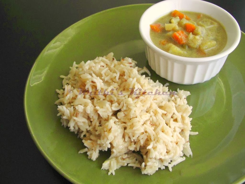 Krithi's Kitchen Thengaipal Sadham / Coconut Milk Pulao Indian Rice