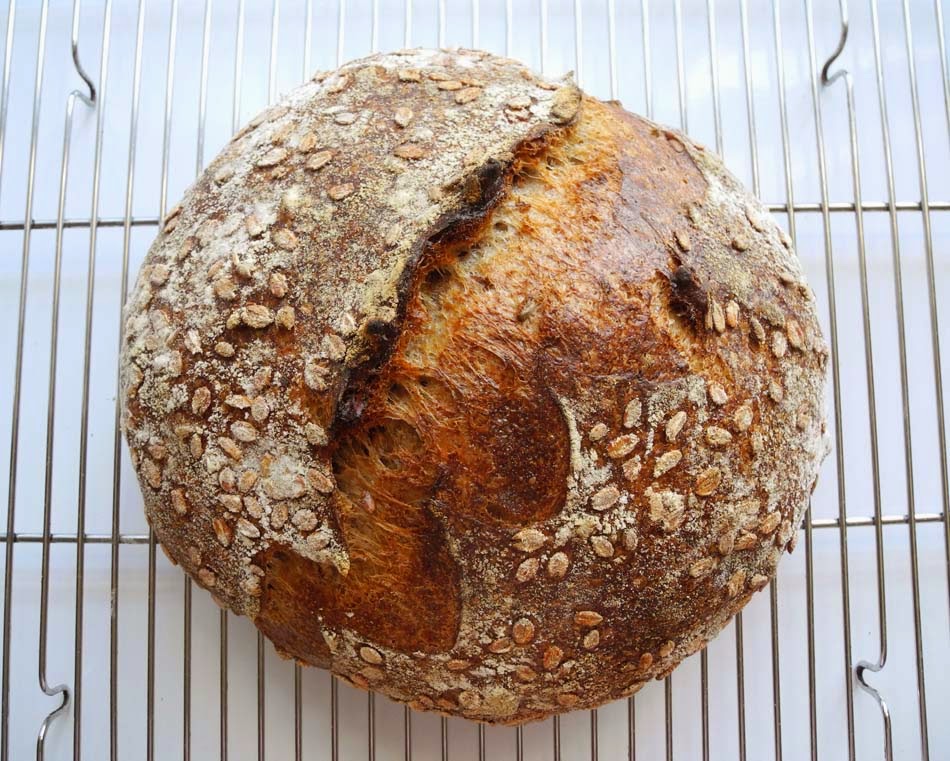Baking Artisan Bread Smoked Sprouted Rye Bread with Walnuts