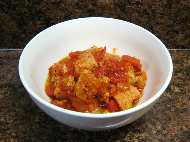The WellFed Newlyweds Scalloped Tomatoes with Croutons