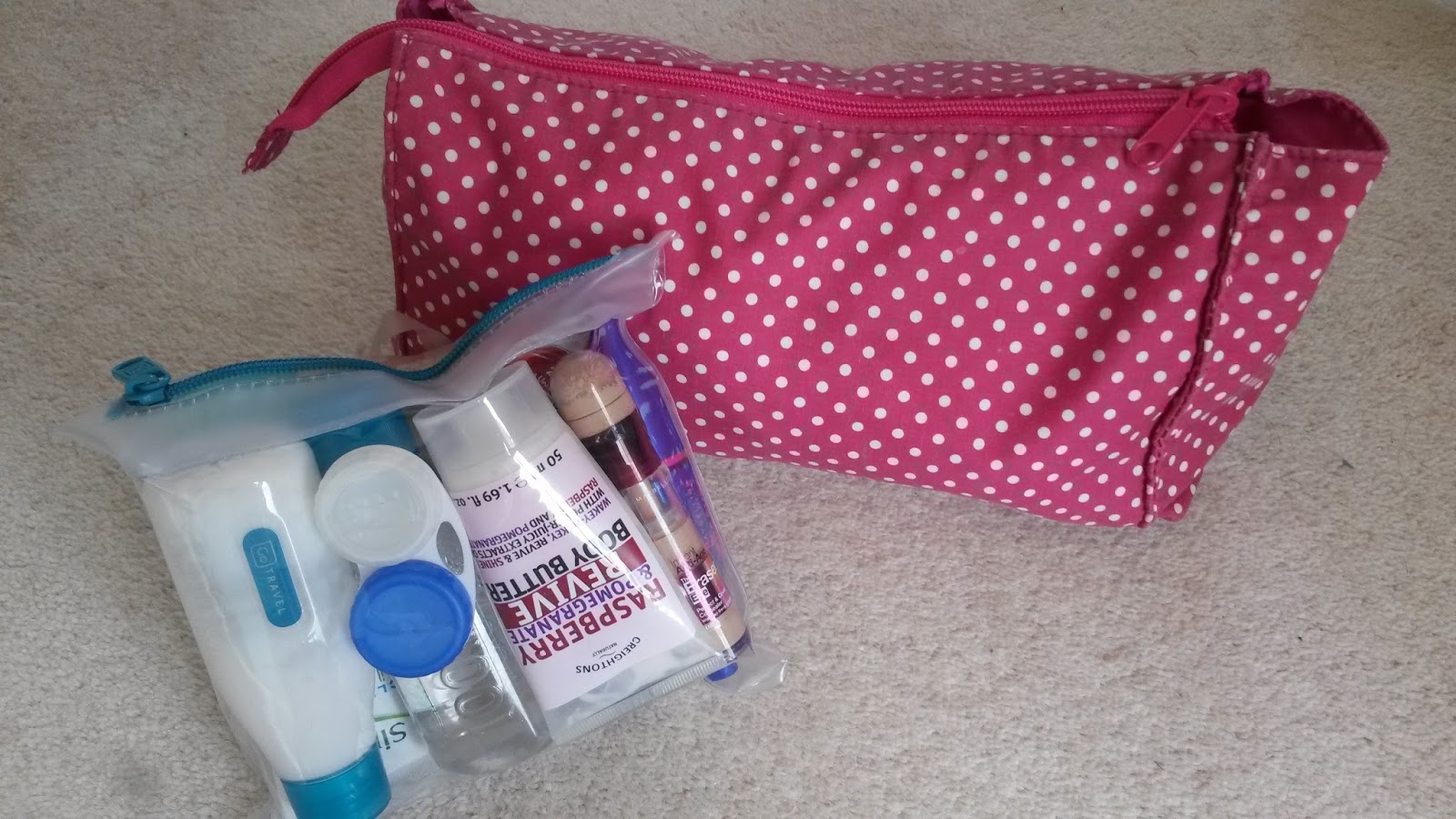 Polka Dot Penny Travelling Hand Luggage Only Toiletries and Makeup