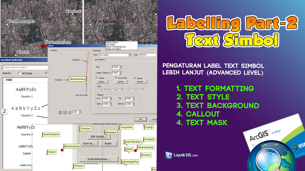 Pengaturan label dengan Text Simbol ArcGIS Lapak GIS