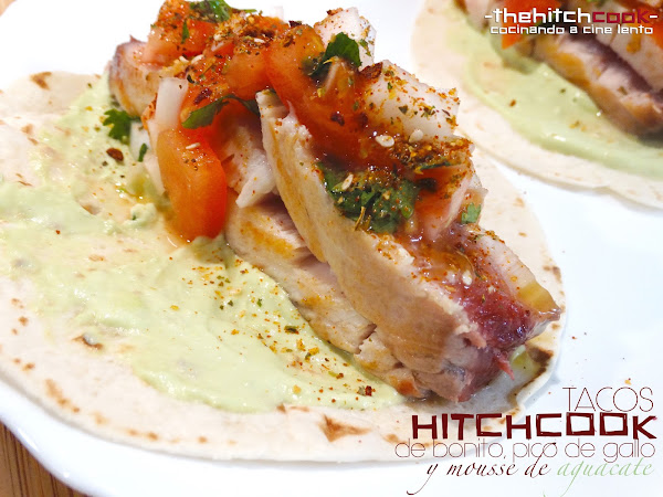 Tacos Hitchcook DE Bonito, Pico DE Gallo Y Mousse DE Aguacate
