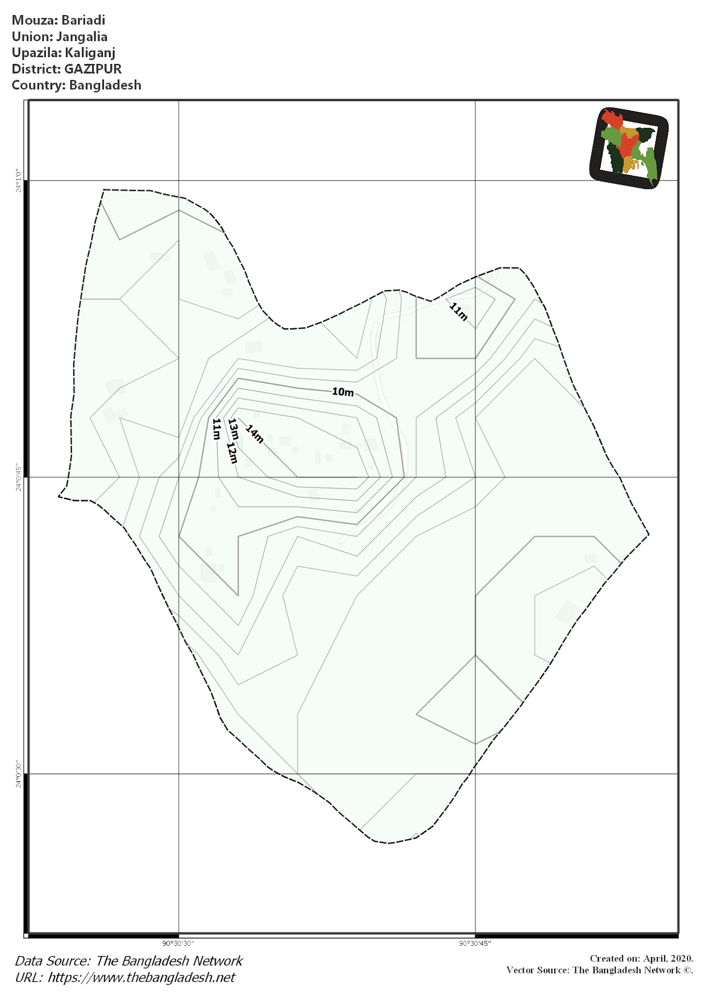 Map of Bariadi Mouza of Kaliganj Upazila, GAZIPUR, Bangladesh.