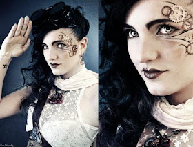 how to glue gears on your face for a sexy steampunk makeup style