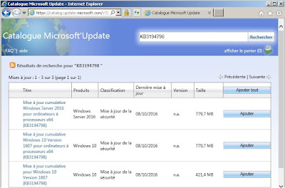 Windows 10 : Mise à jour KB3194798 (Build 14393. 321)