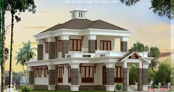 4 bedroom nice villa elevation House Design Plans