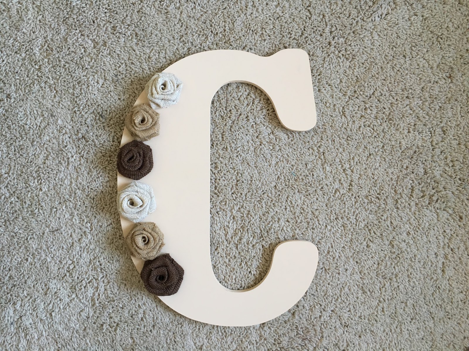 DIY Initial Door Hanger with Burlap Roses Perfectly Ambitious