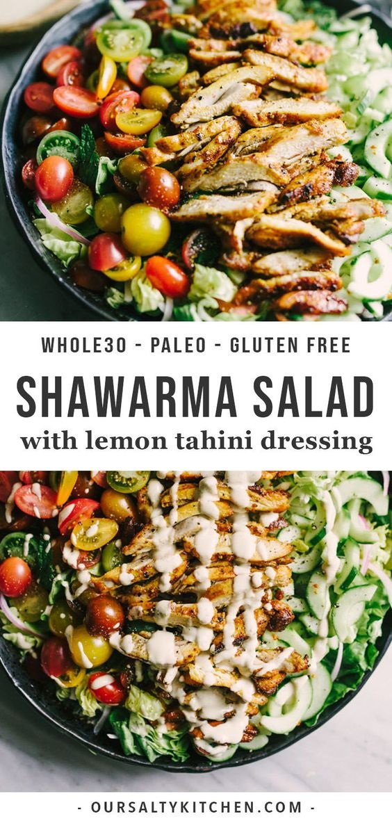 Alan Chicken Shawarma Salad With Tahini Dressing