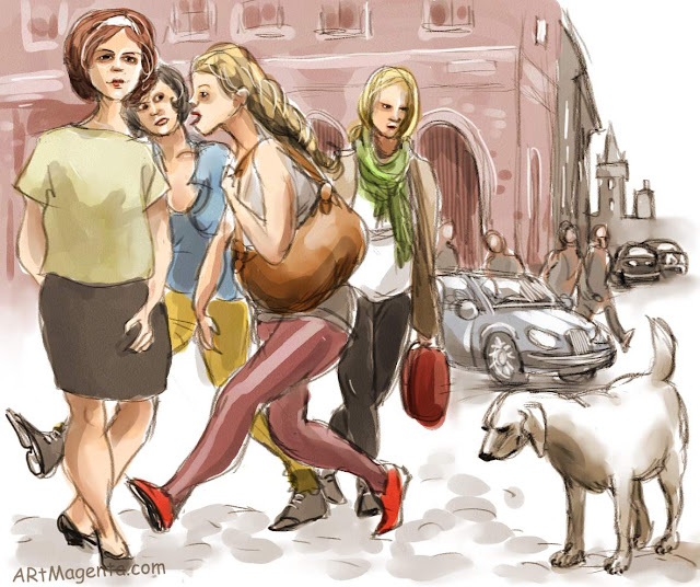 On the street, a drawing by Artmagenta
