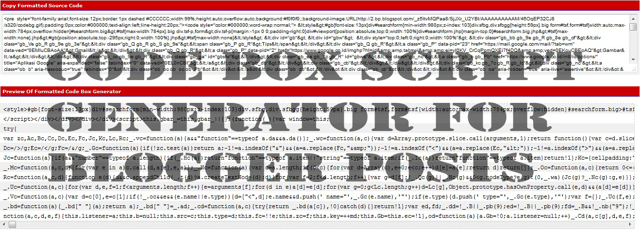 Code Box Script Generator For Blogger Posts