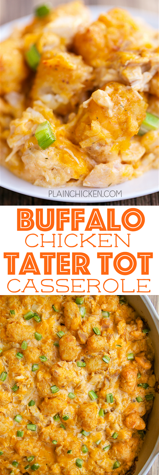 Buffalo Chicken Tater Tot Casserole {Football Friday} | Plain Chicken®